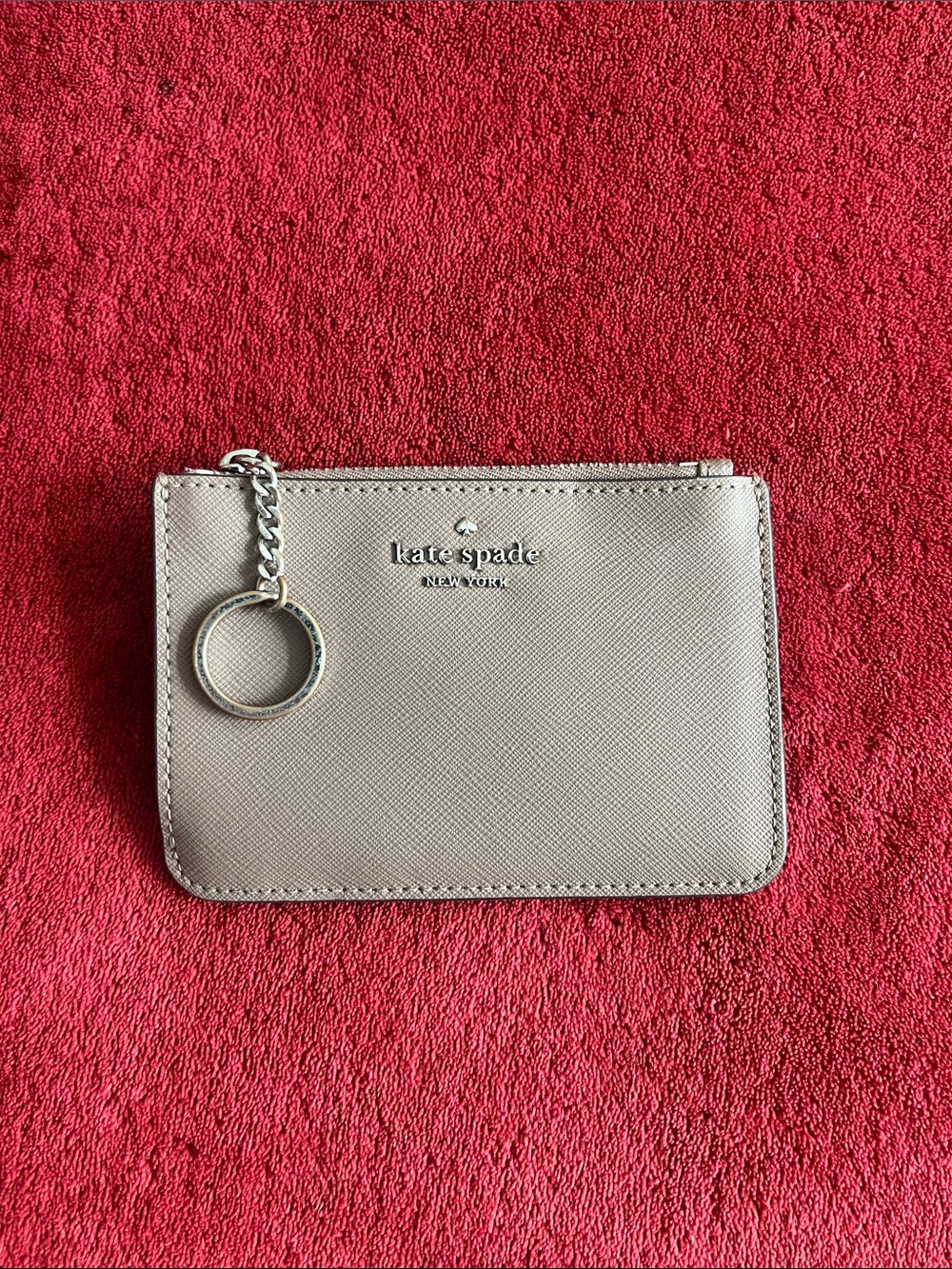 Kate Spade Leather Taupe Keyring Card Holder